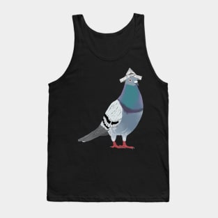 Pigeon with Newspaper Hat Tank Top